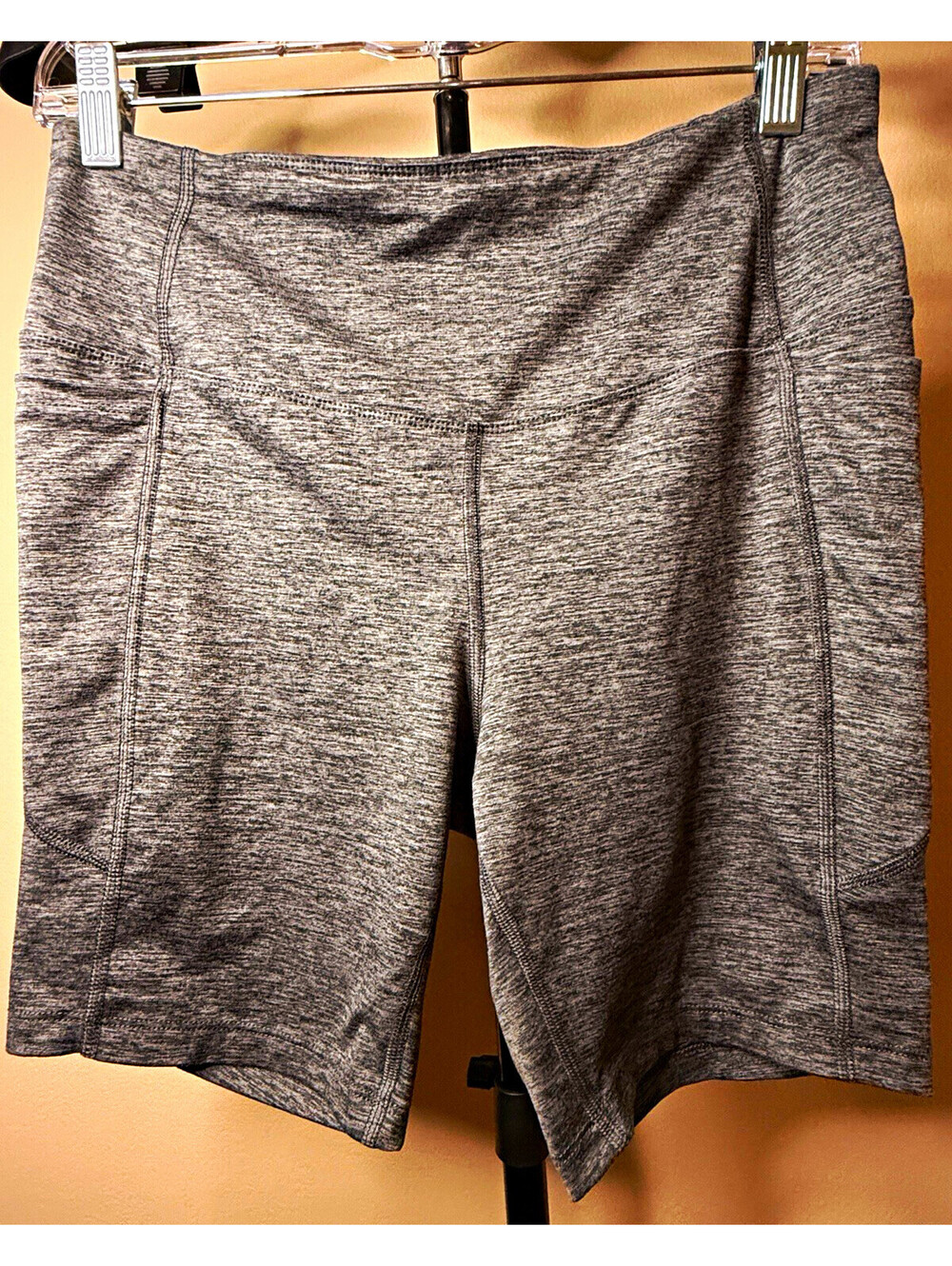 Athletic Works Women’s M 8-10 Black Gray Marbled Bike Shorts Activewear